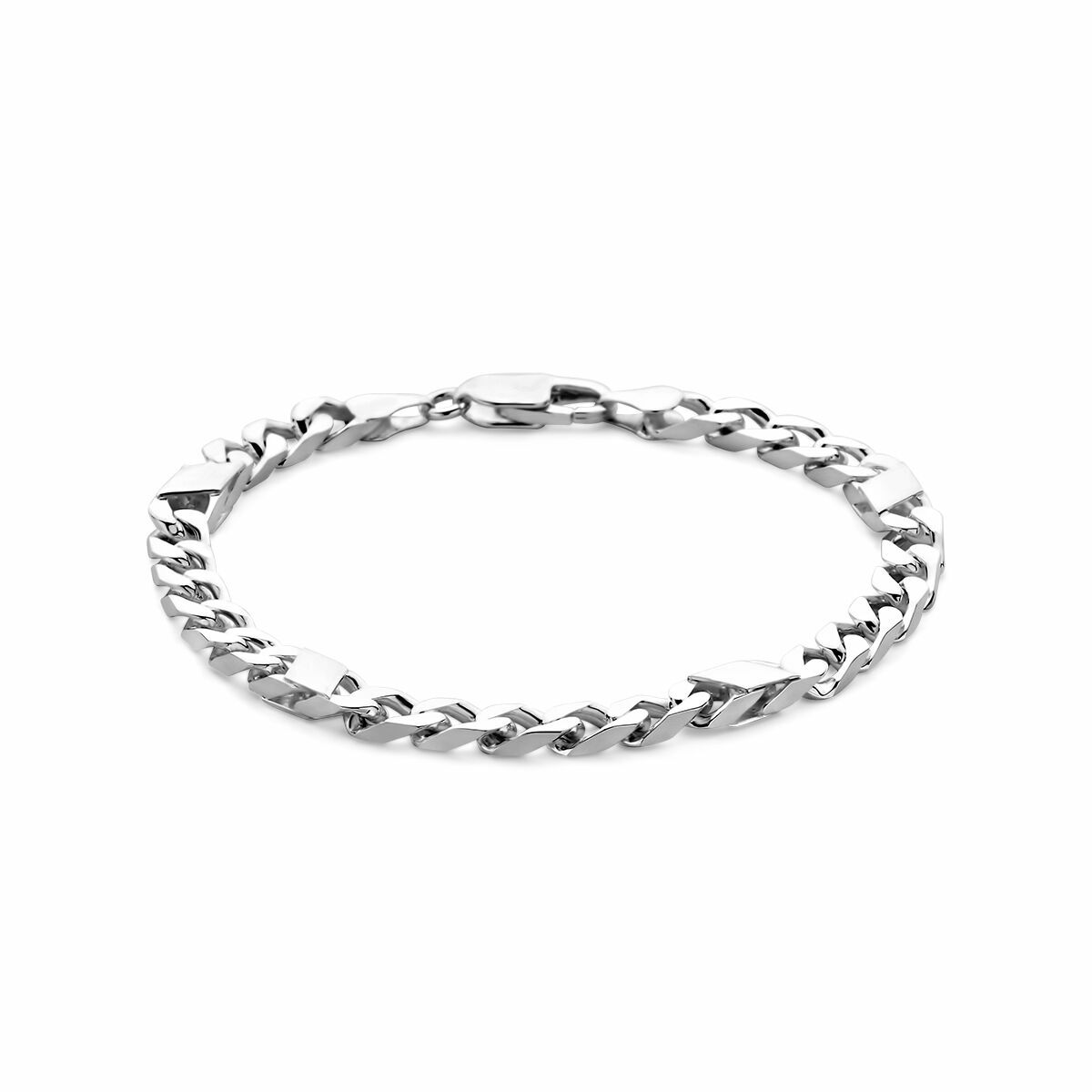 Bracelet en argent pour homme avec maillons gourmette et entretoise de 5,8 mm.