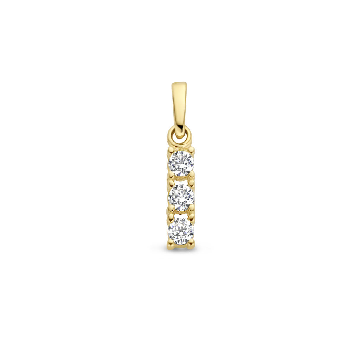 pendentif en or jaune 14K avec trois zirkonias brillants.