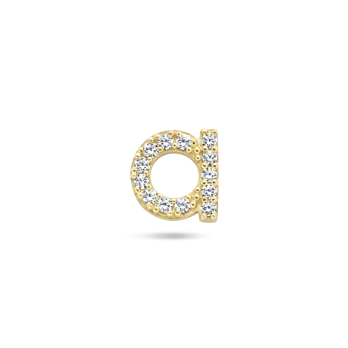 Boucle d'oreille en argent rhodié en forme de lettre, ornée de zirconias brillants.