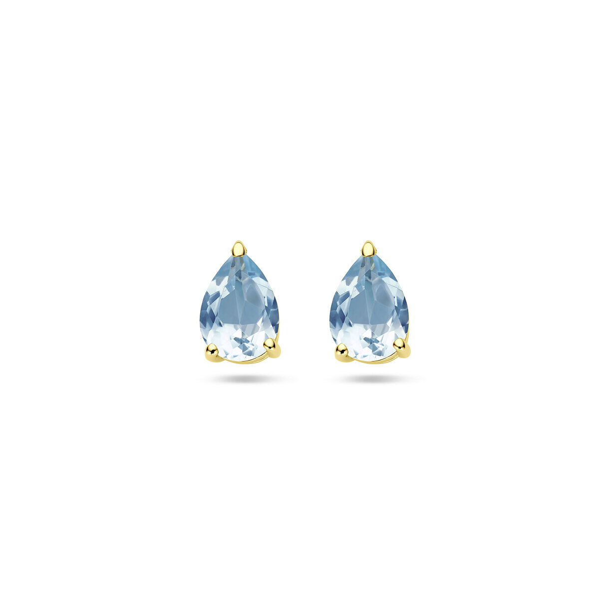 Boucles d'oreilles en topaze bleue en forme de poire, serties en or jaune 14K.