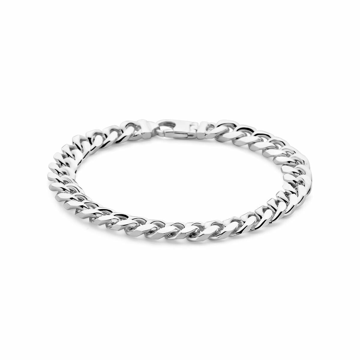 Bracelet en argent pour homme, maillons gourmette de 8,4 mm, finition brillante.