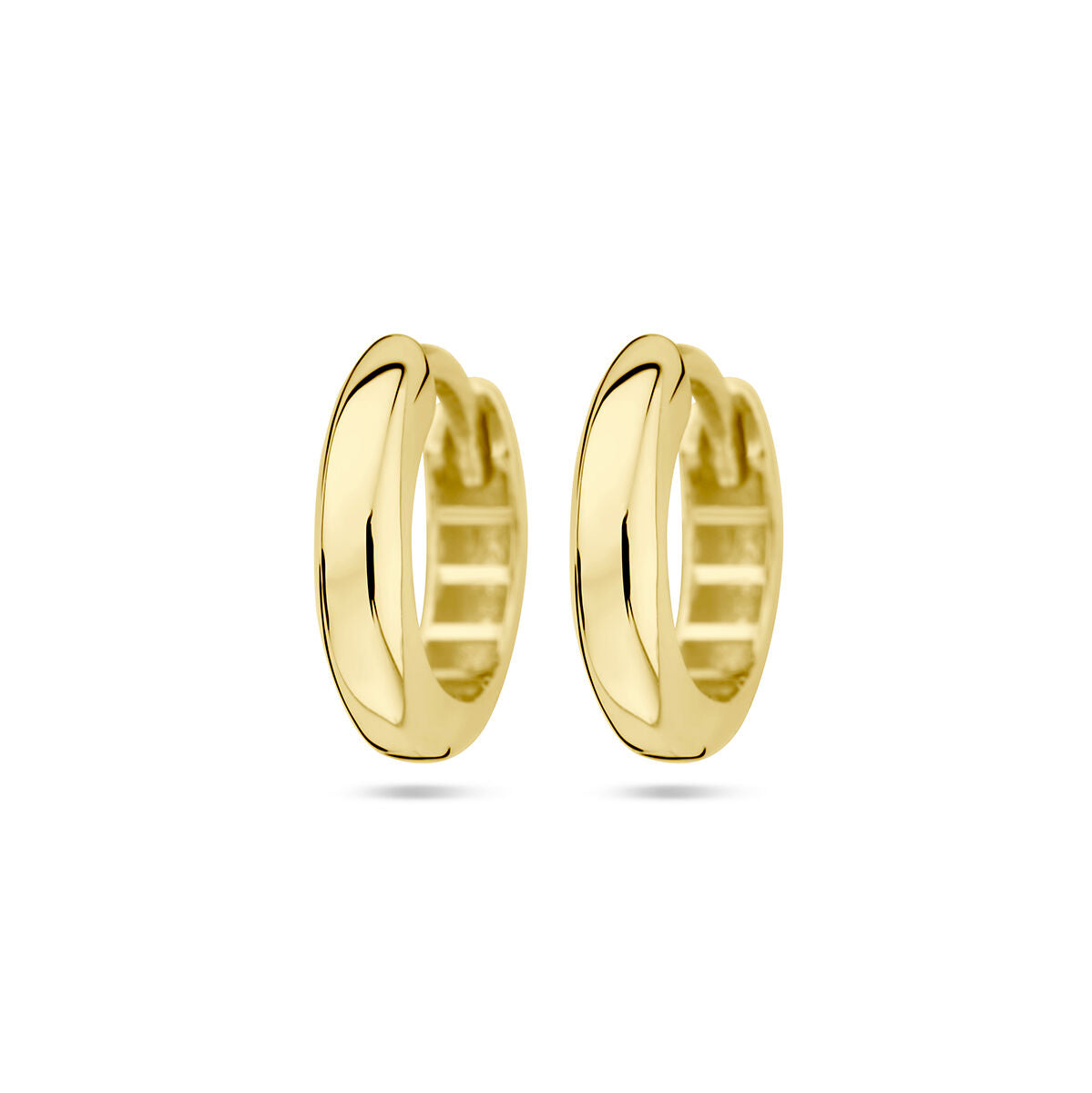 Boucles d'oreilles en or jaune 14K, en forme de tube semi-rond de 3,0 mm.