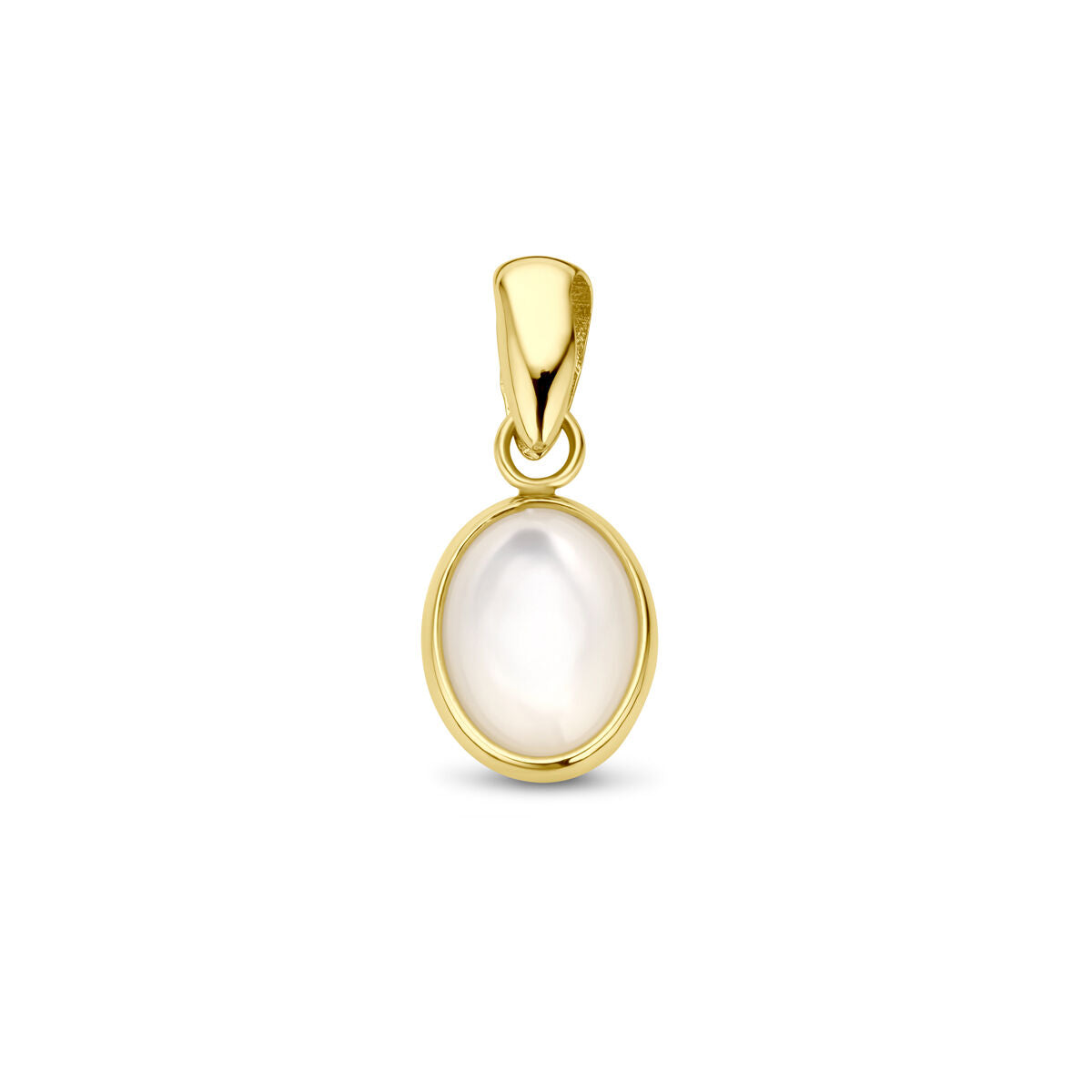 pendentif en or jaune 14K avec une pierre en nacre ovale.