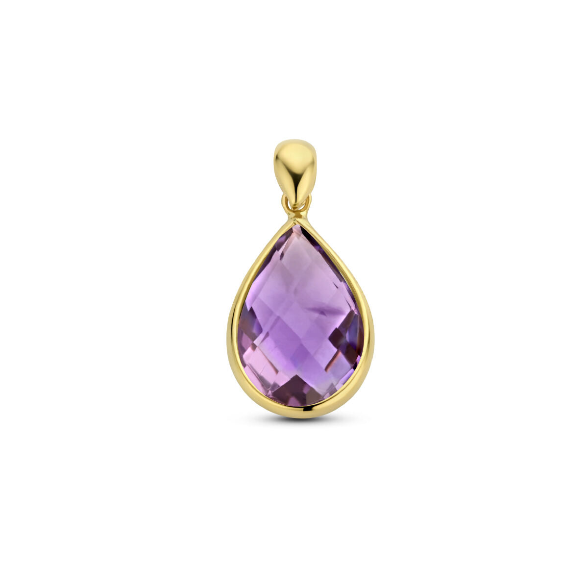 pendentif en améthyste en or jaune 14K en forme de goutte.