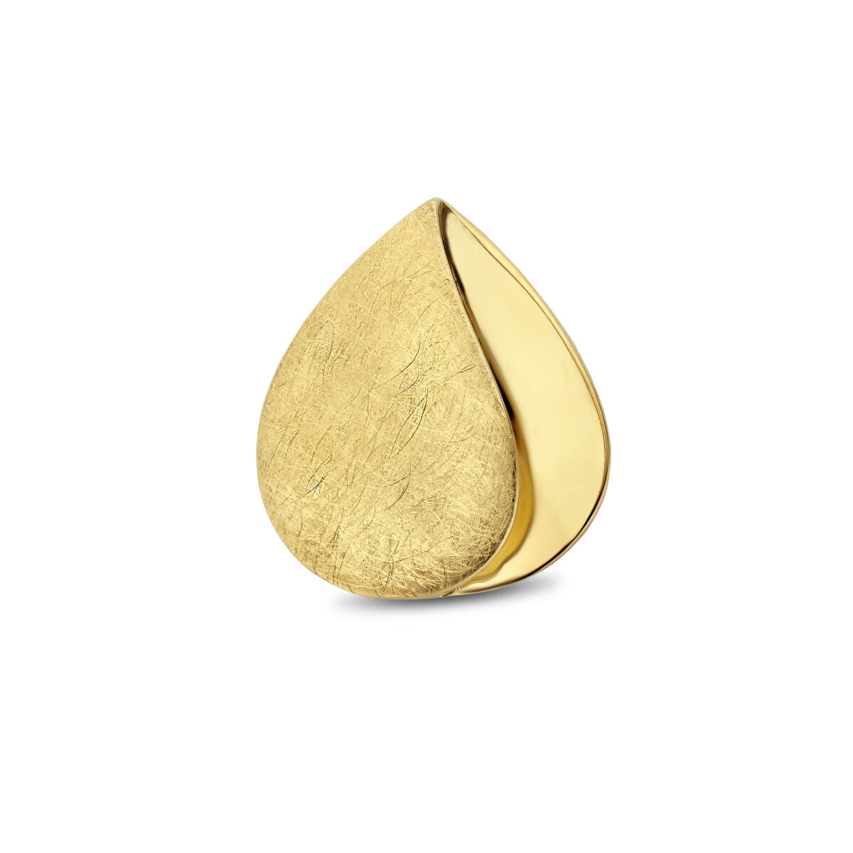 pendentif en or jaune 14K poli et mat en forme de goutte.