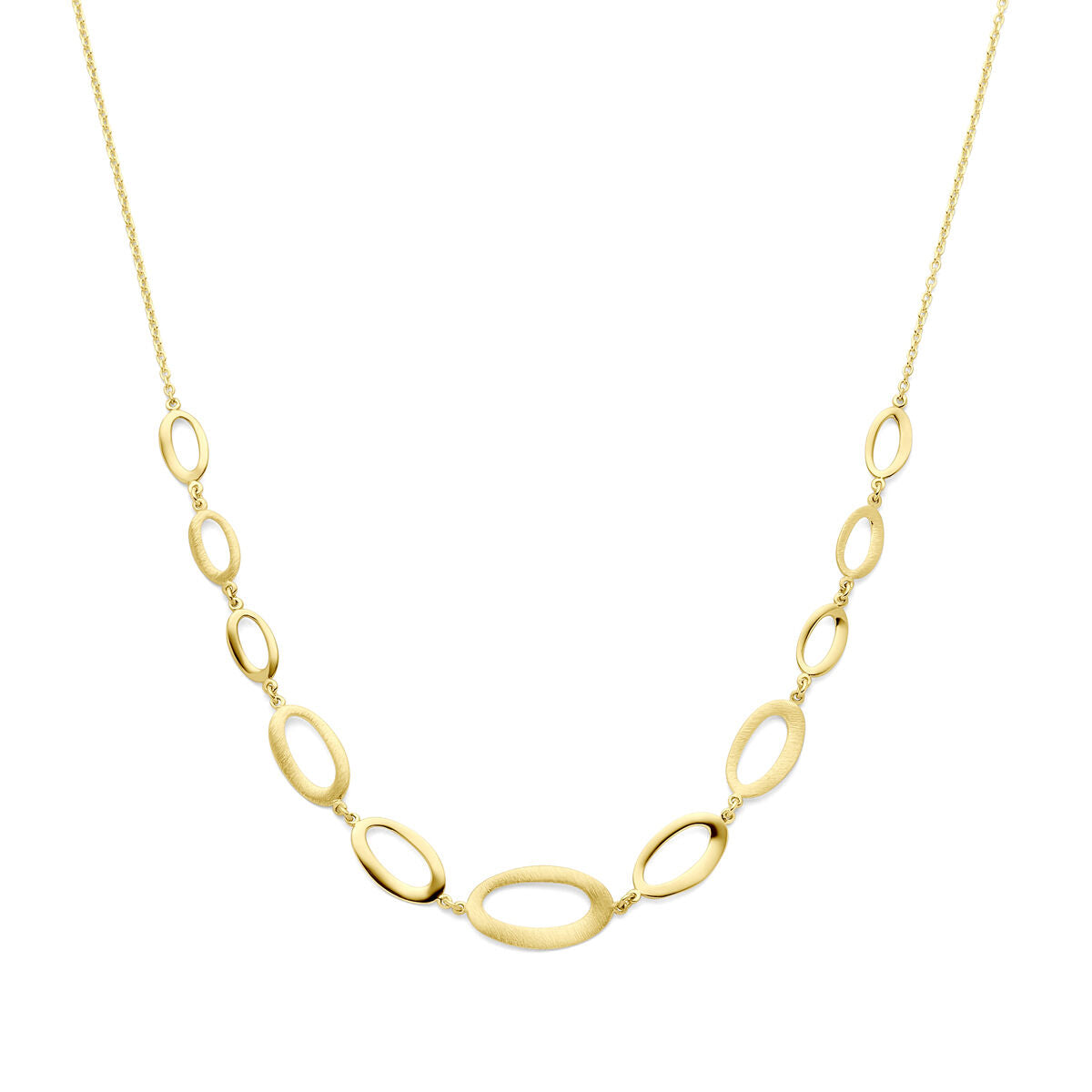 Collier en or jaune 14K poli et mat, avec des maillons ovales.