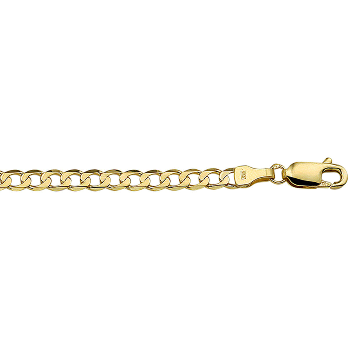 Chaîne en or pour homme, gourmette 6 côtés, 3,9 mm, en or 14 carats.