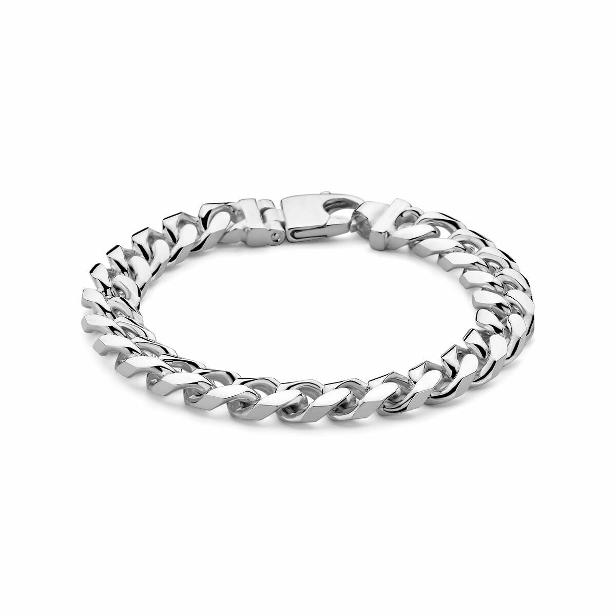 Bracelet gourmette en argent pour homme de 10 mm avec maillons brillants.
