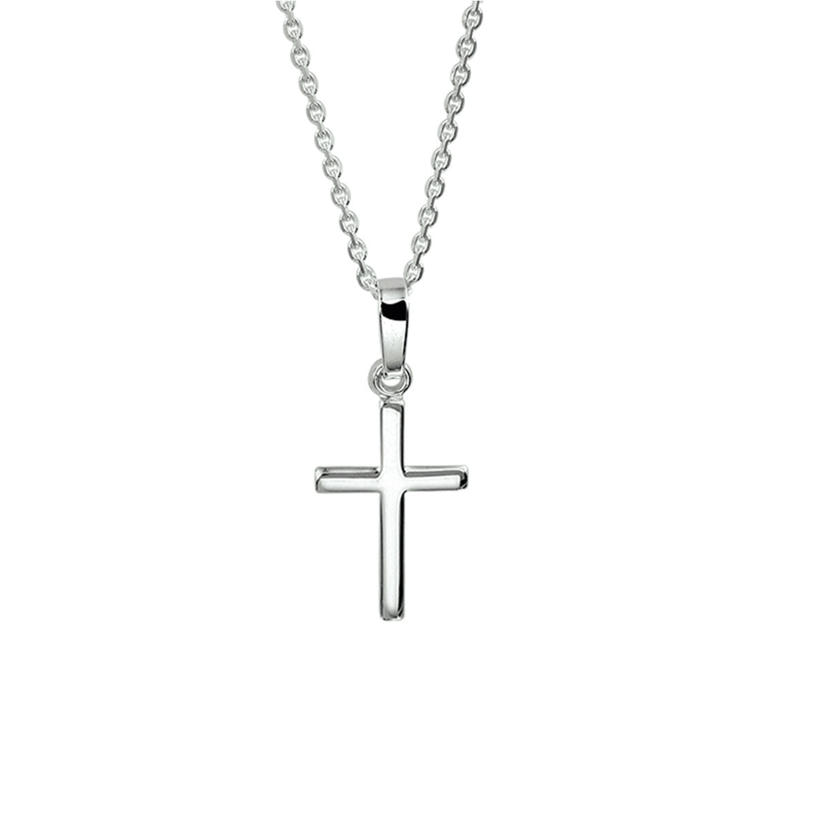 Collier en argent rhodié avec un pendentif en forme de croix.