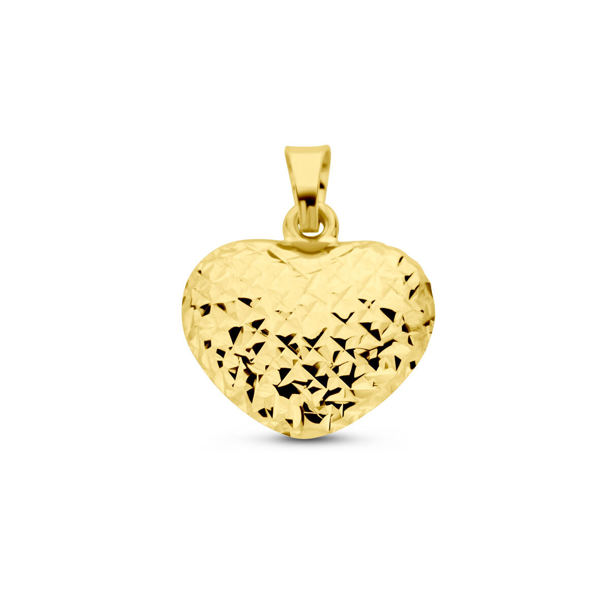 pendentif en forme de cœur en or jaune 14K, décoré de diamants.
