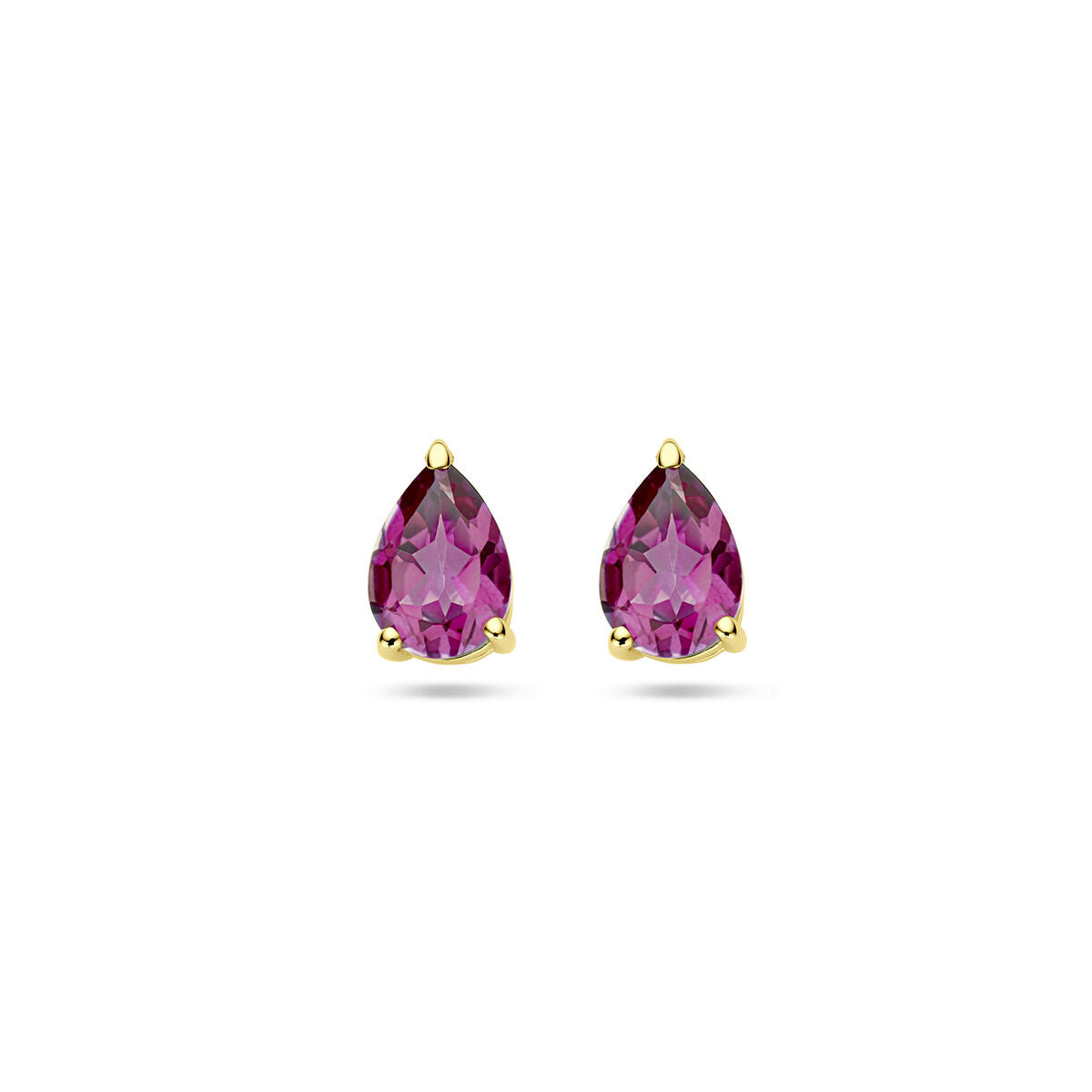 Boucles d'oreilles en or jaune 14K avec topazes roses en forme de poire.