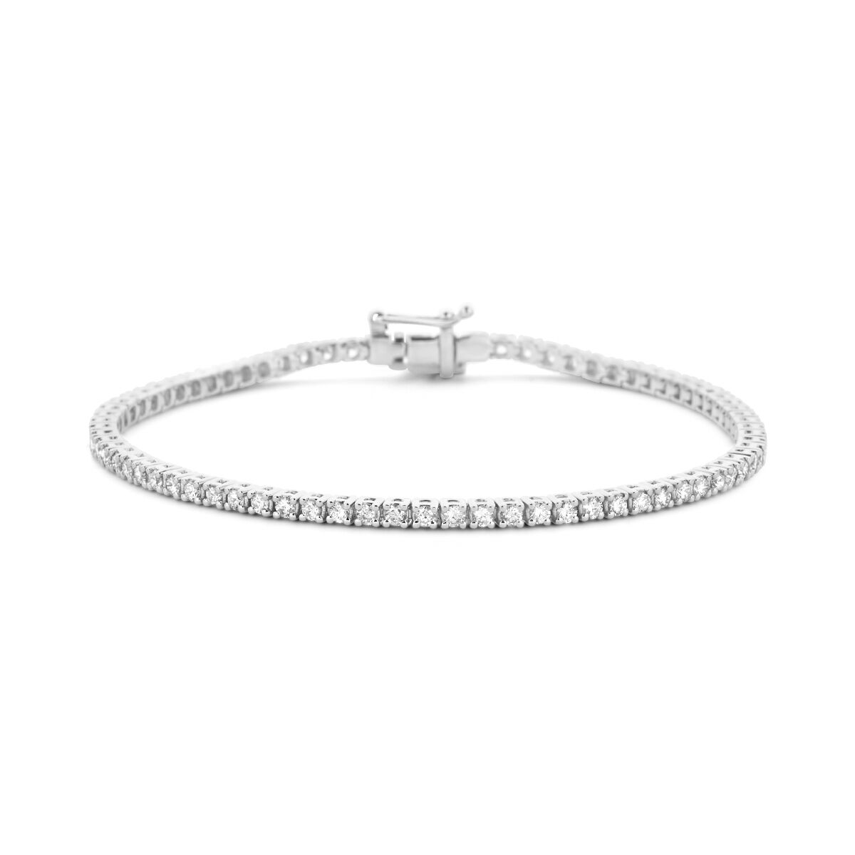 Bracelet en or blanc 14K avec diamants lab grown de 2,00 ct, 2,3 mm, longueur 17,5 cm.