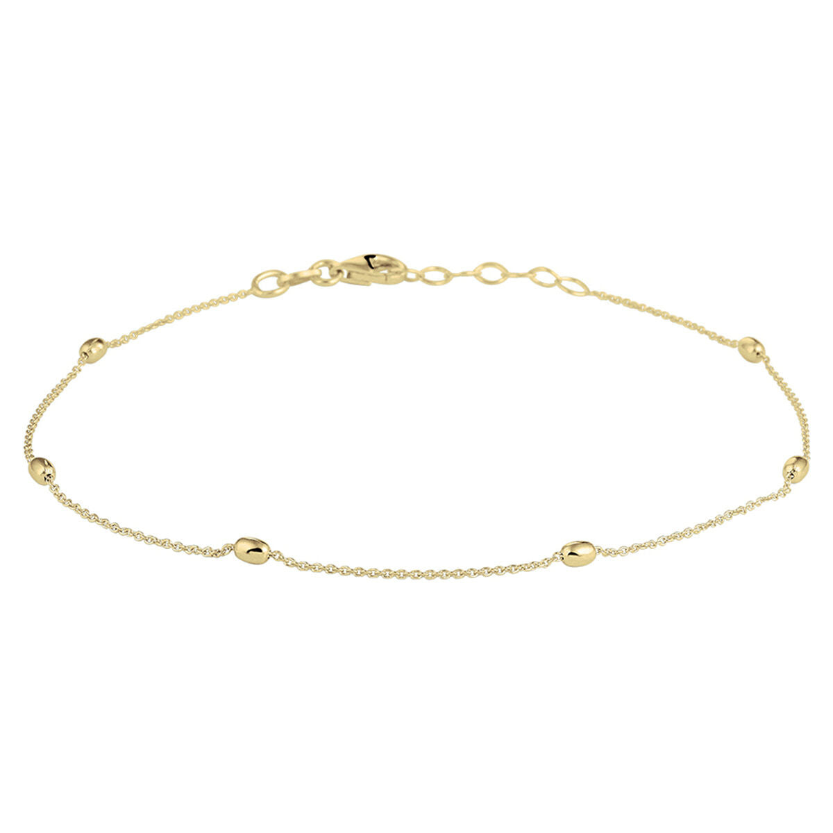 Bracelet jonc en argent doré, avec des billes de 1,0 mm, longueur de 24 + 2 cm.