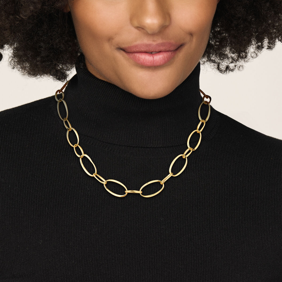 Collier pour femme en or jaune 14k avec mailles épaisses