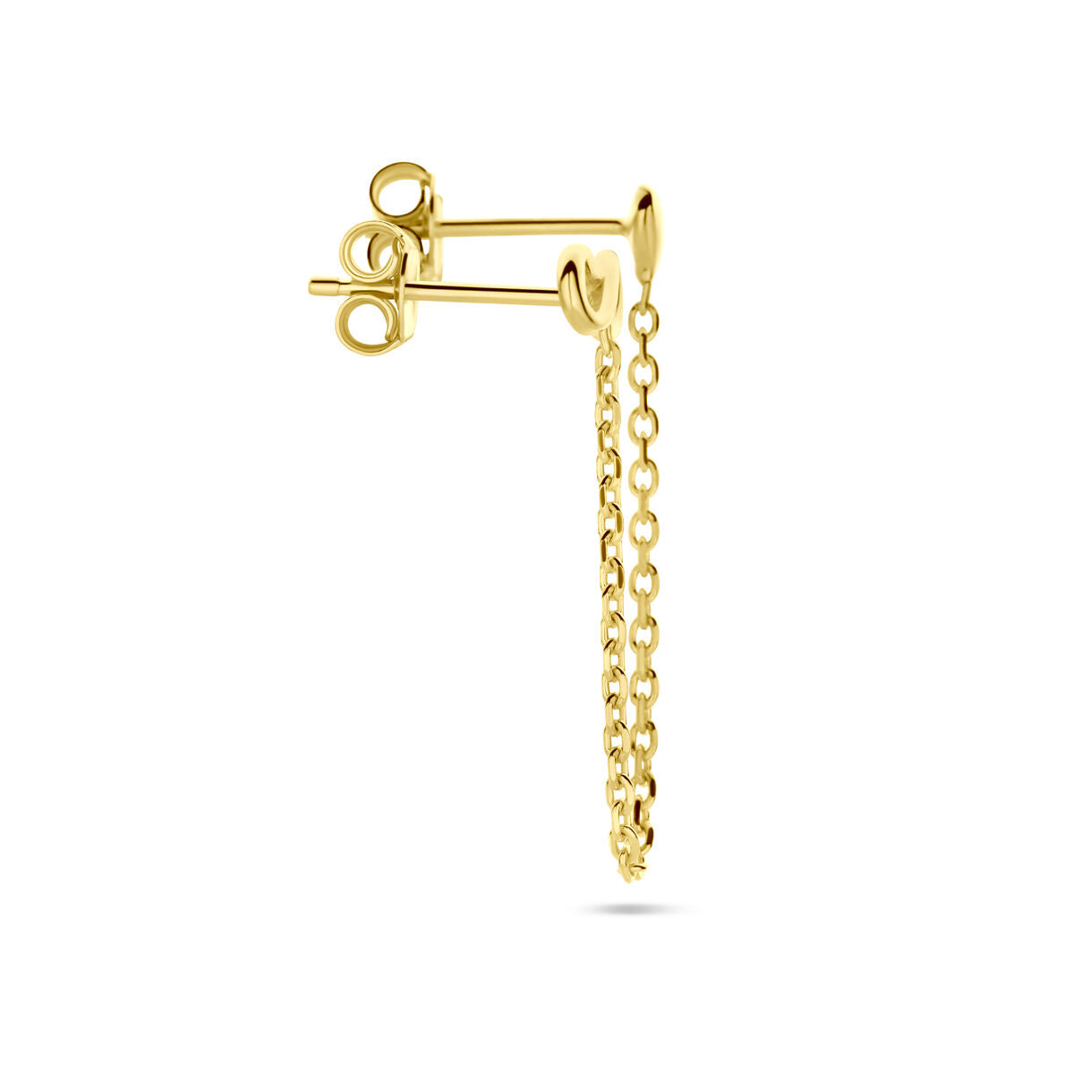 puce d'oreille double cœur et infini par pièce 1 micron argent plaqué or (jaune)