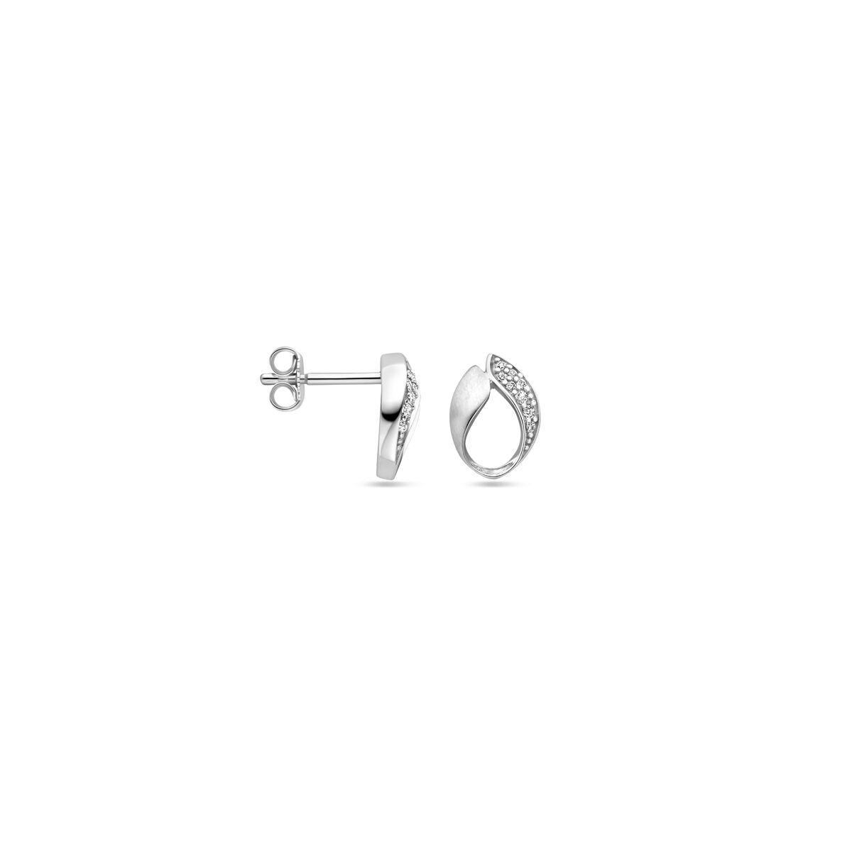 puces d'oreilles zircone poli/mat 10,5 mm argent rhodié