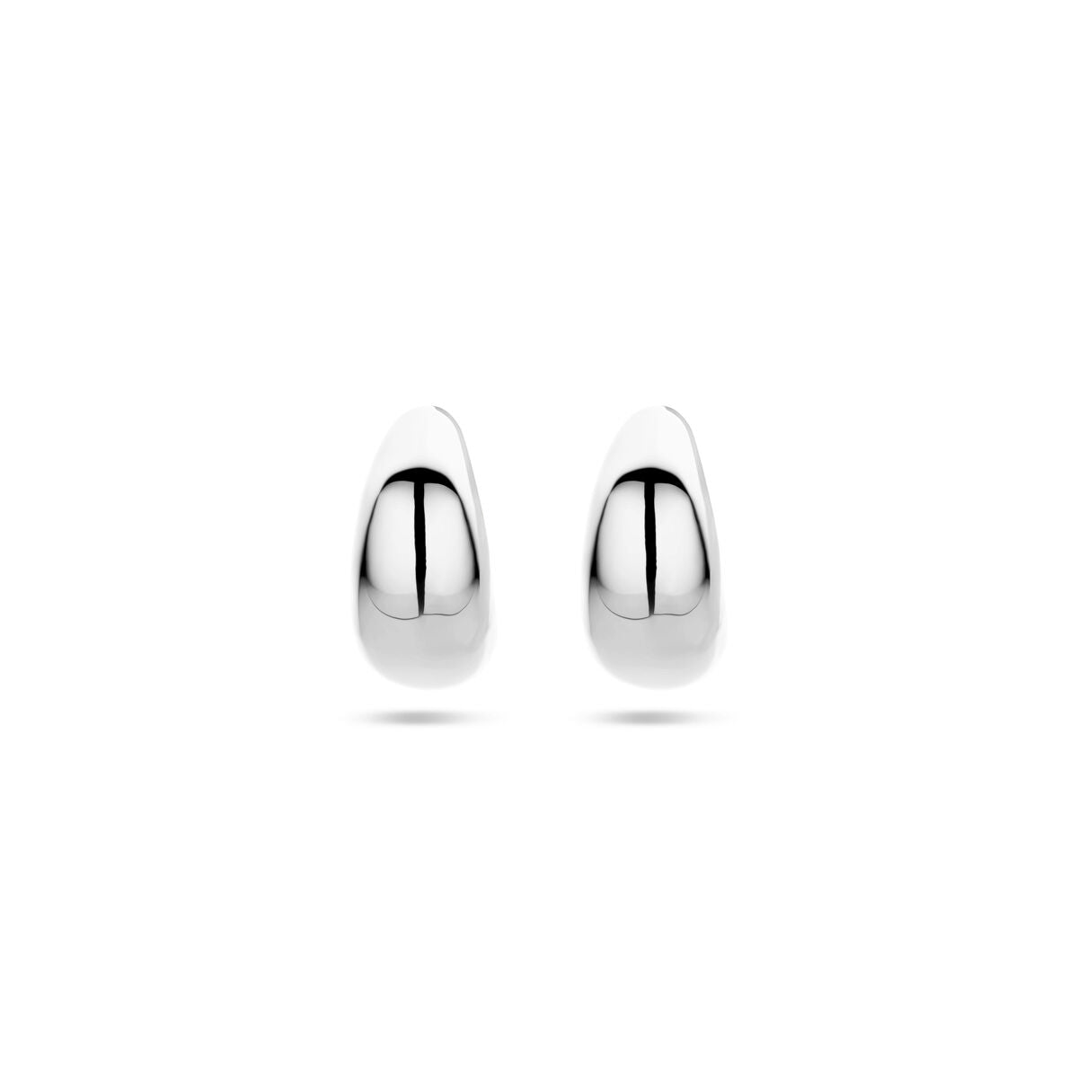 Boucles d'oreilles en argent rhodié, de forme ovale et lisse, mesurant 17,5 mm.