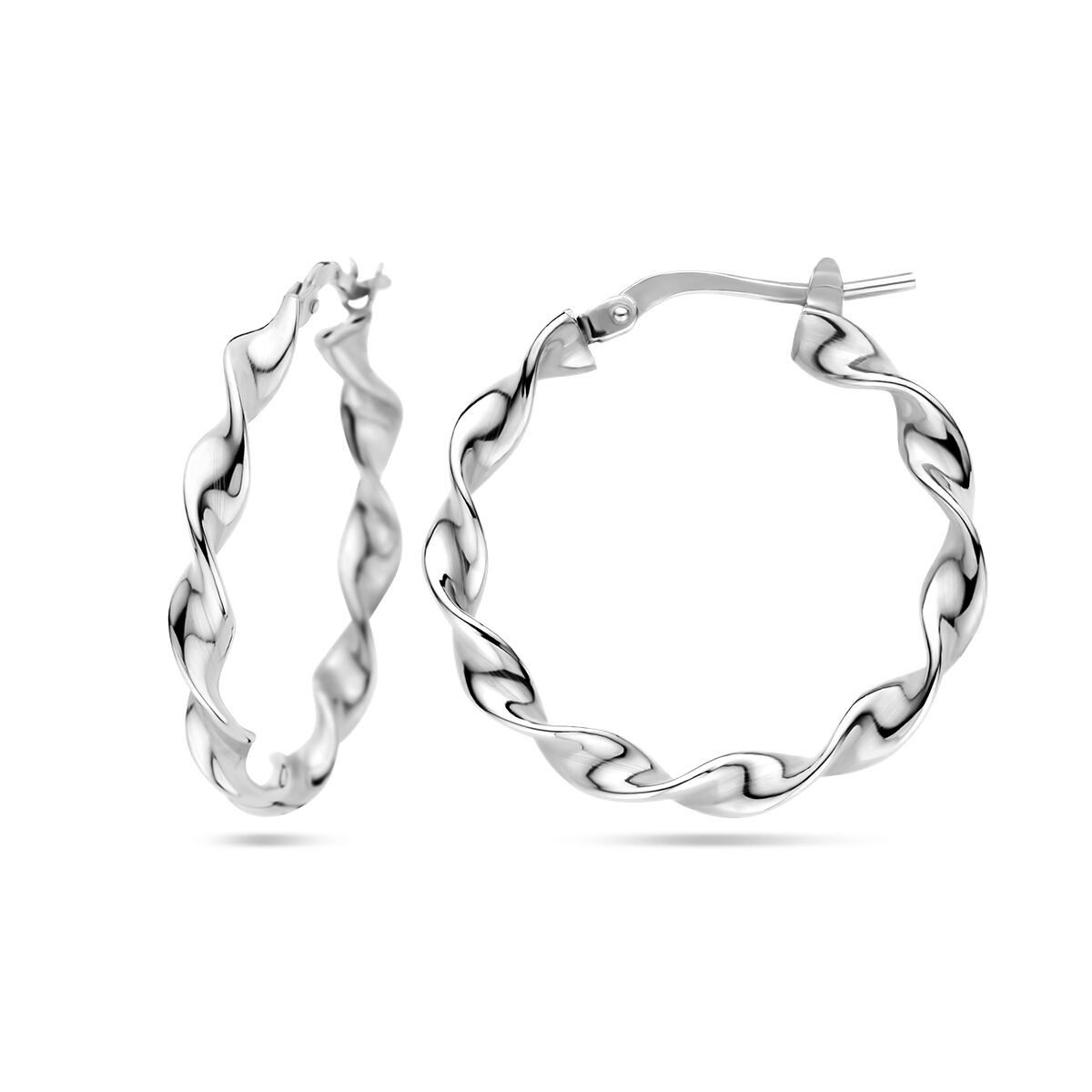 créoles torsadées en argent rhodié