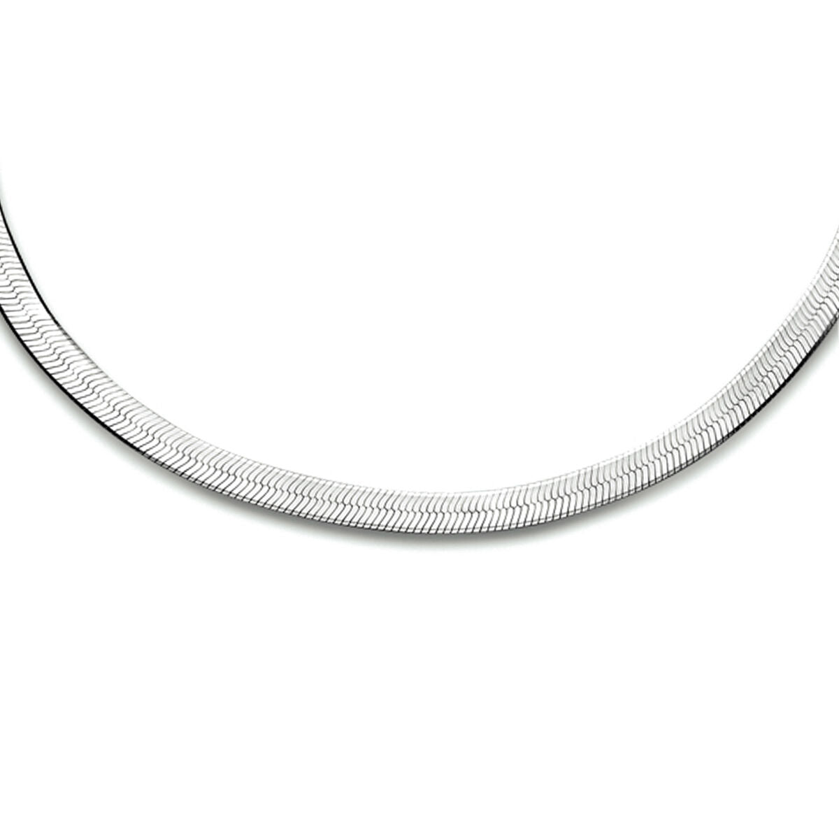Collier en argent rhodié, plat, de 3,3 mm de large, longueur de 40 + 5 cm.