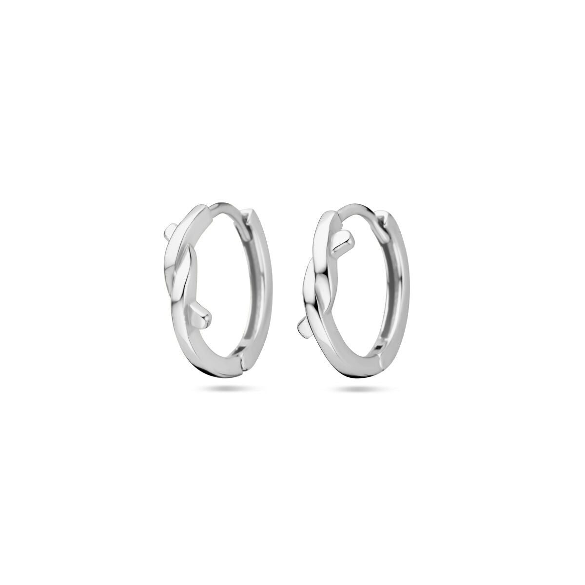 Boucles d'oreilles en argent rhodié de 12,5 mm, de forme ovale avec un fermoir.