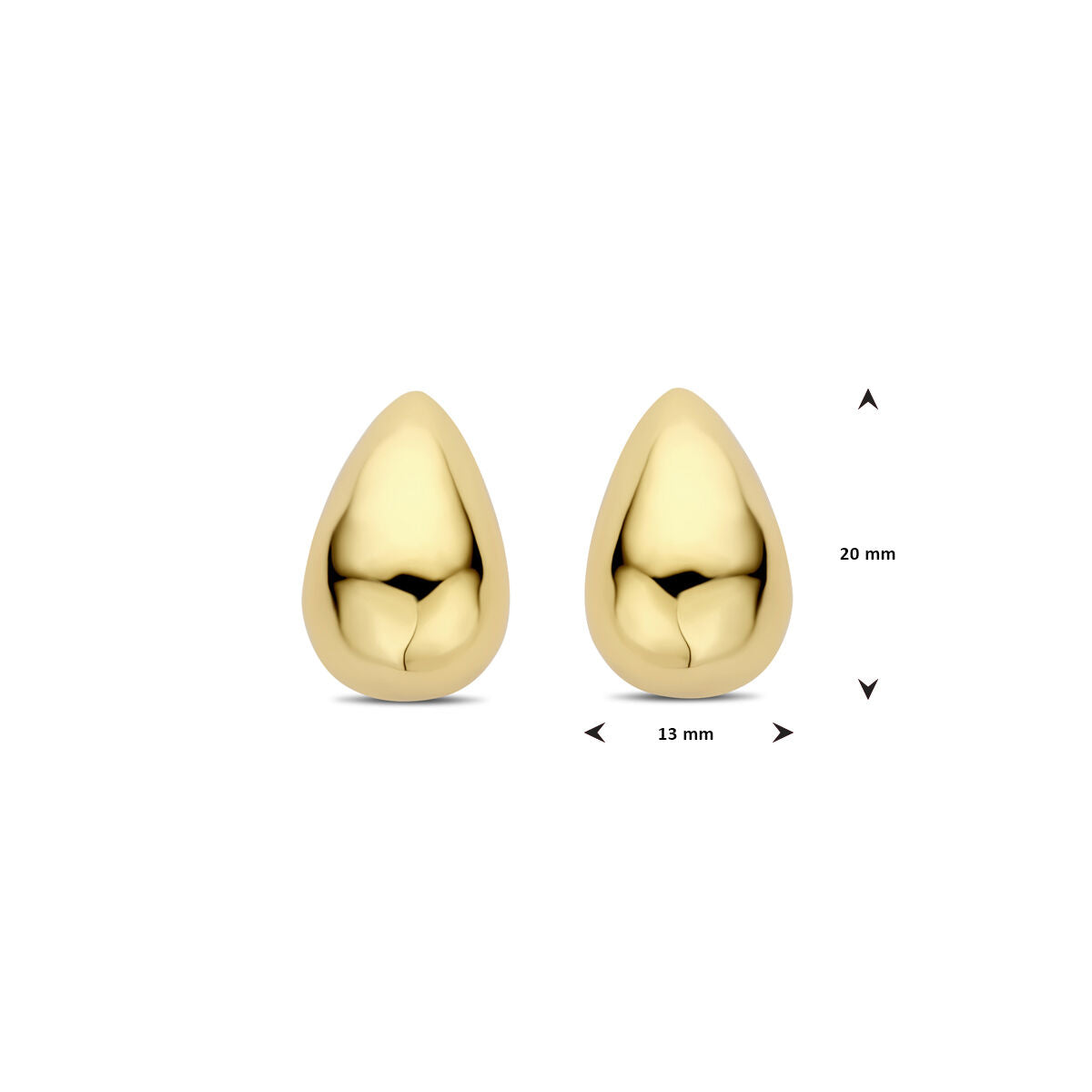 puces d'oreilles goutte 20 mm 1 micron argent plaqué or (jaune)