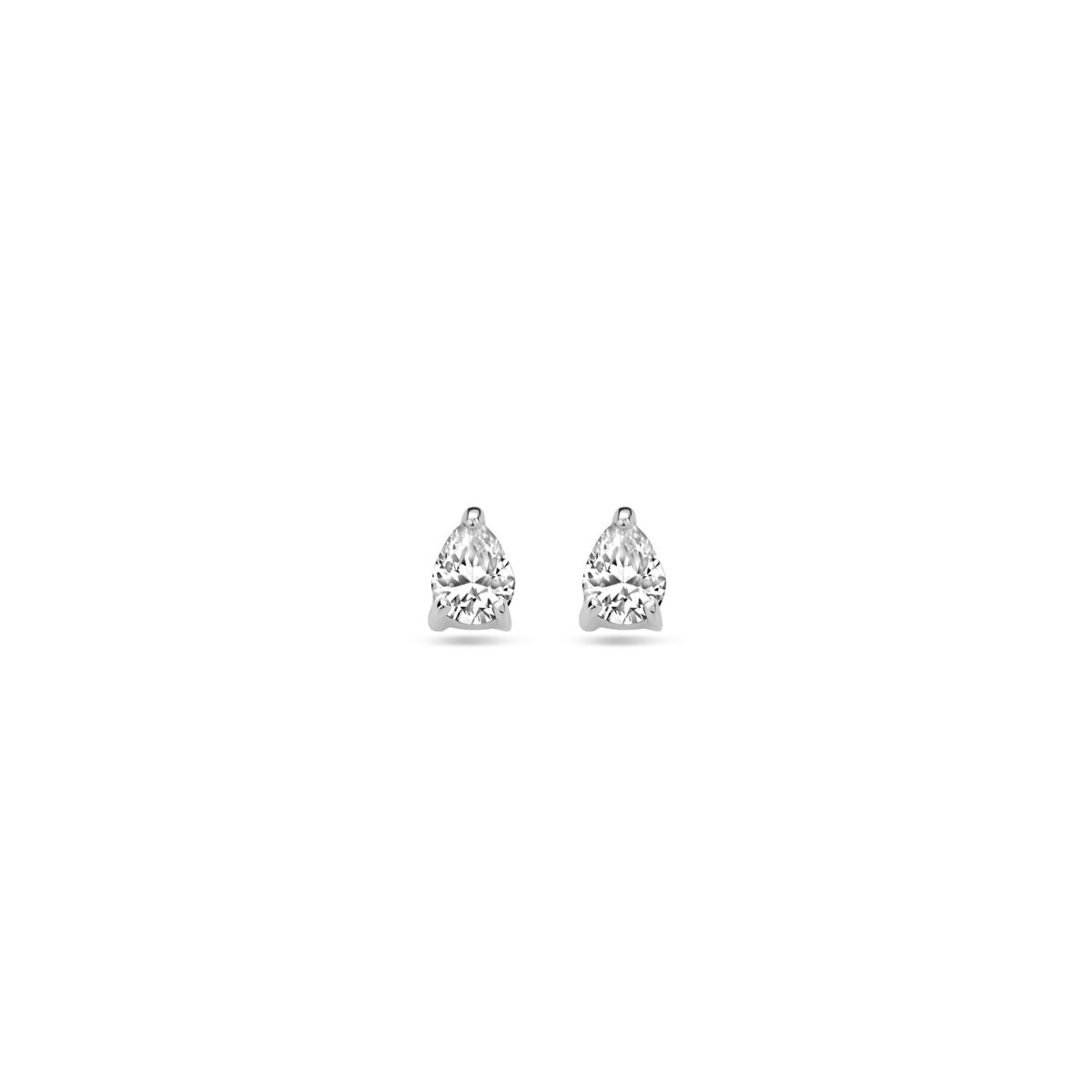 Boucles d'oreilles en argent rhodié avec zirconia de 4,5 mm, en forme de goutte.