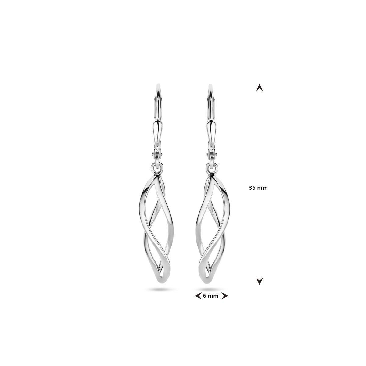boucles d'oreilles brisur crochet 36 mm argent rhodié