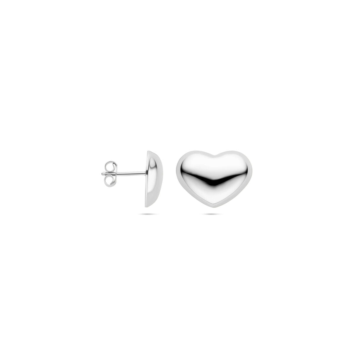 puces d'oreilles cœur 13 mm argent rhodié
