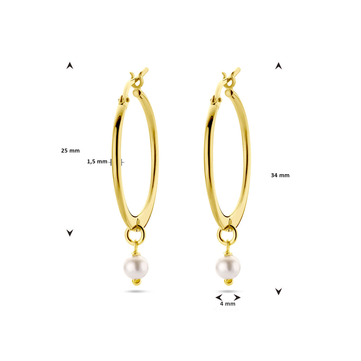 boucles d'oreilles perle synth. 1 micron argent plaqué or (jaune)