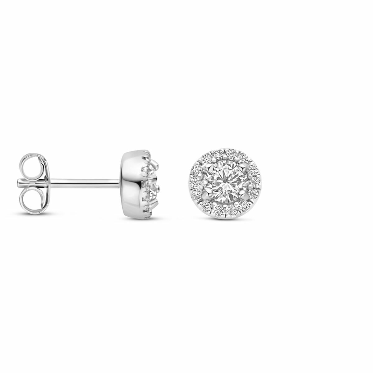 puces d'oreilles zircone 6 mm argent rhodié