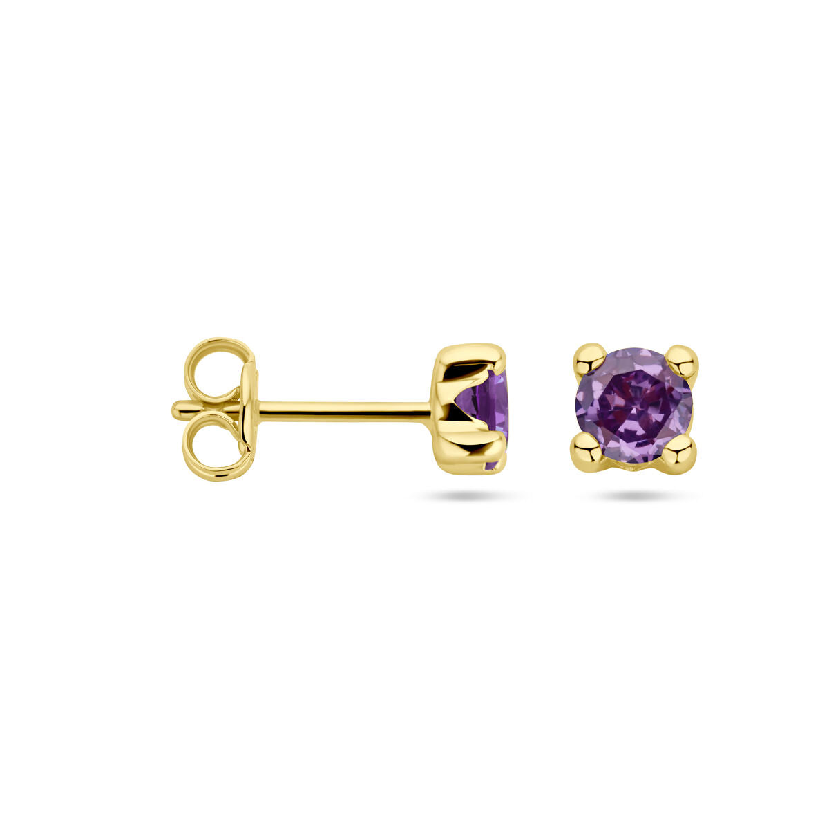 puces d'oreilles améthyste synthétique 14K or jaune