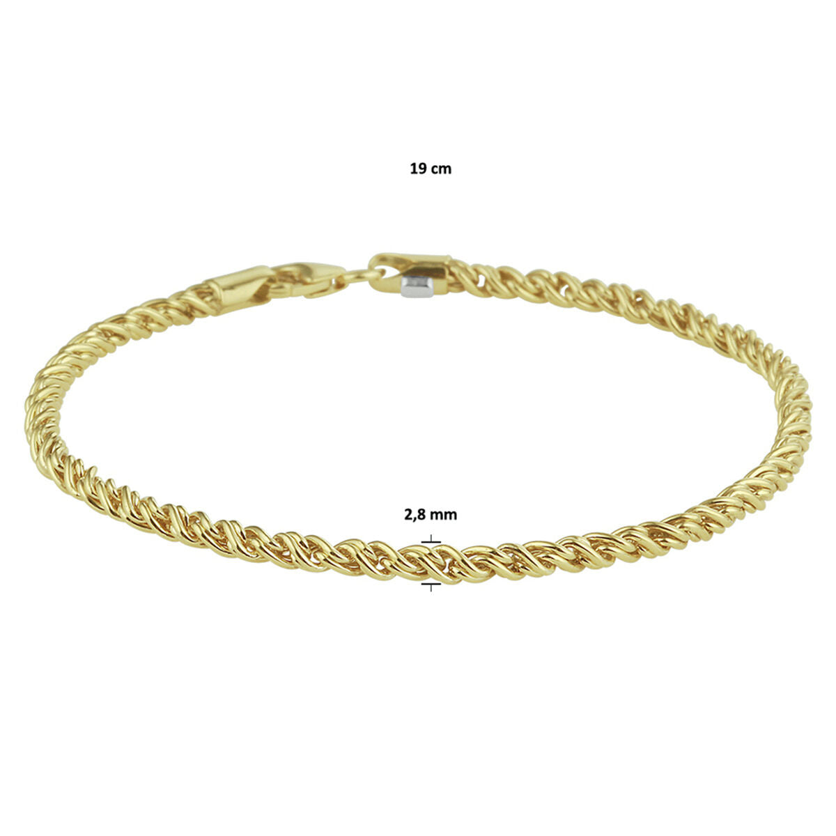 Bracelet en argent pour femme maille filaire (or jaune avec noyau en argent)