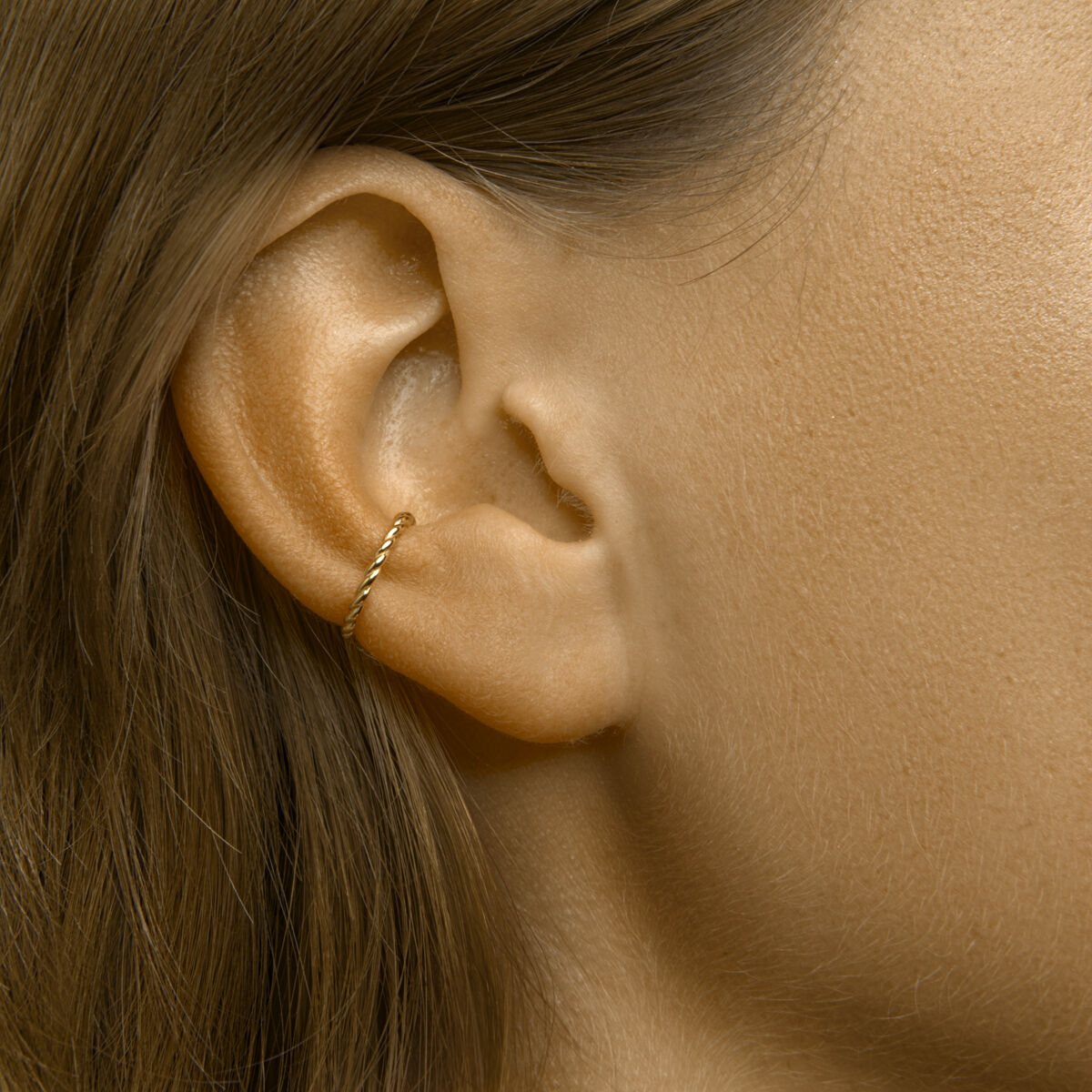 earcuff torsadé 1 micron plaqué or jaune