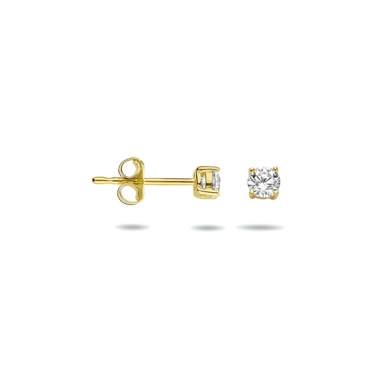 puces d'oreilles zircone 14K or jaune