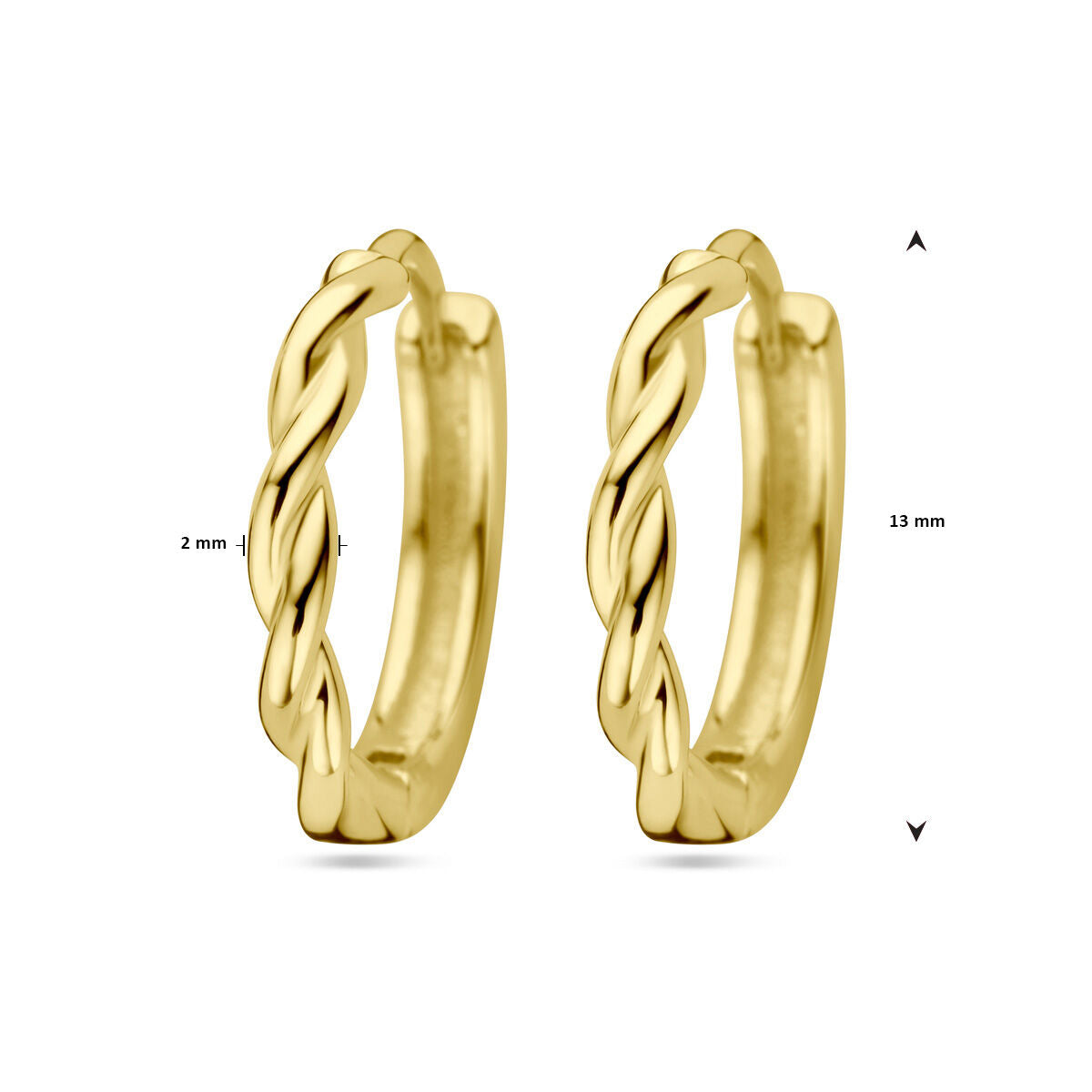 créoles tube torsadé 1 micron argent plaqué or (jaune)