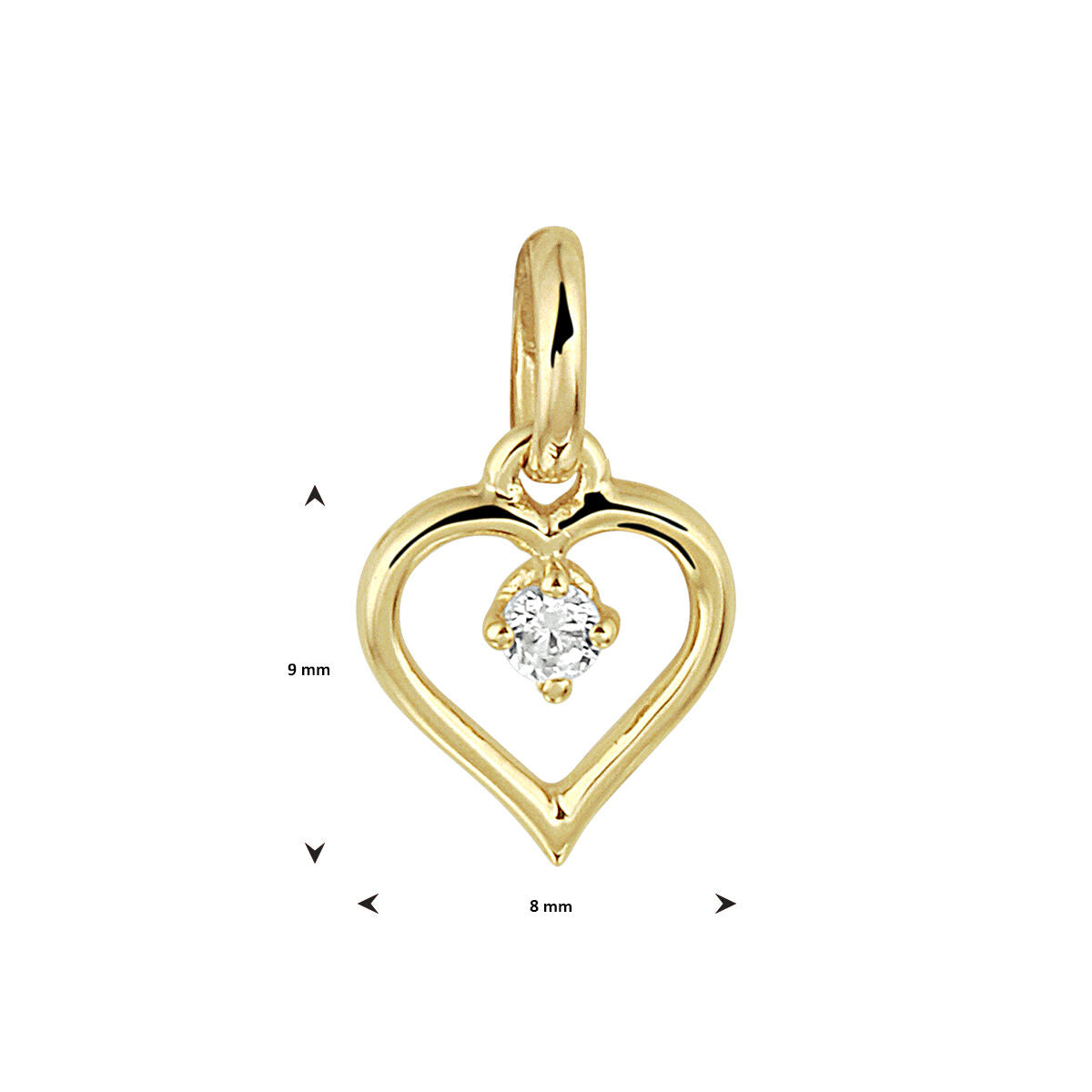 pendentif cœur zircone 14K or jaune