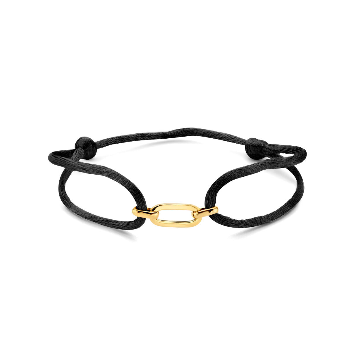 Bracelet en satin doré 14K avec éléments en caoutchouc et nylon.
