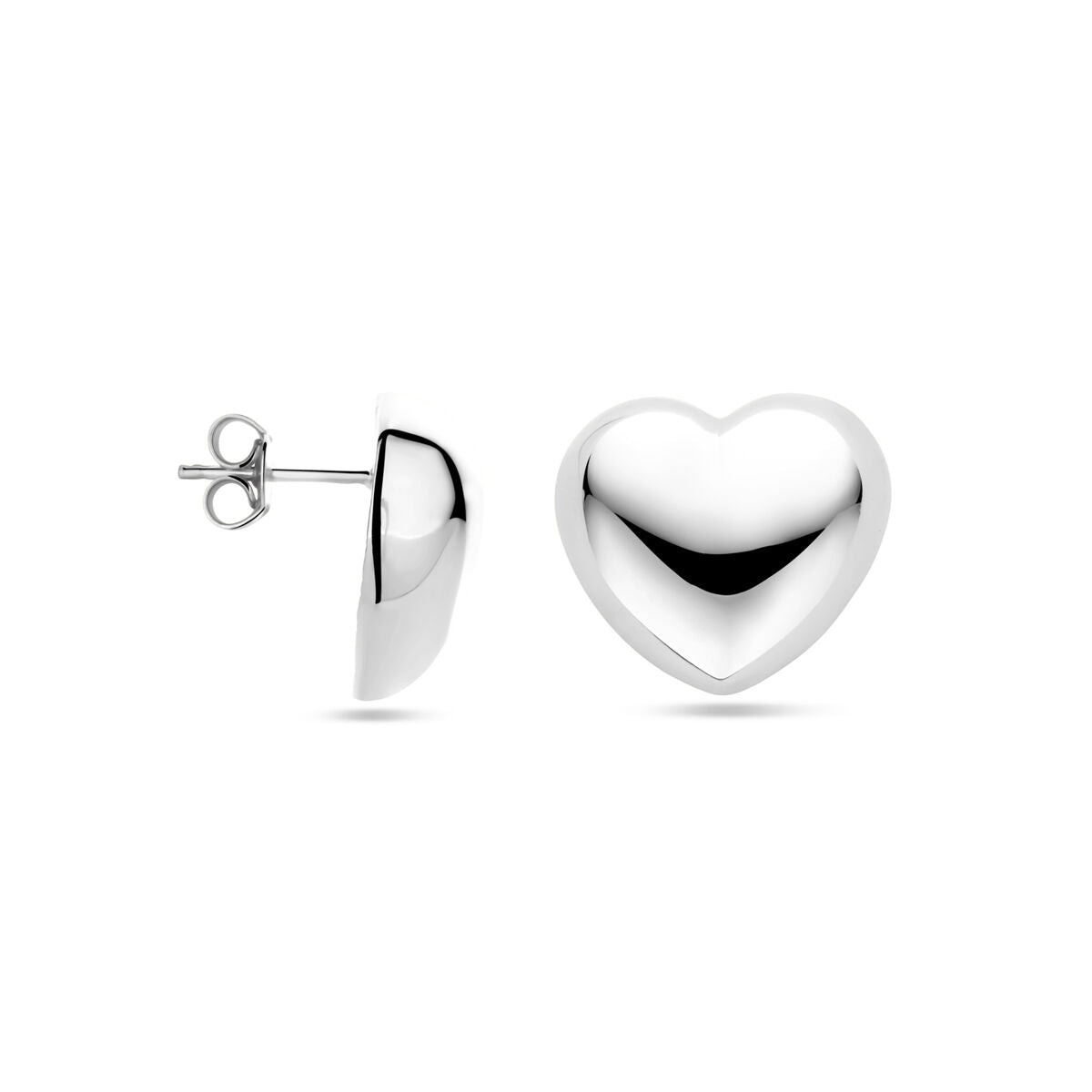 puces d'oreilles cœur 9,5 mm argent rhodié