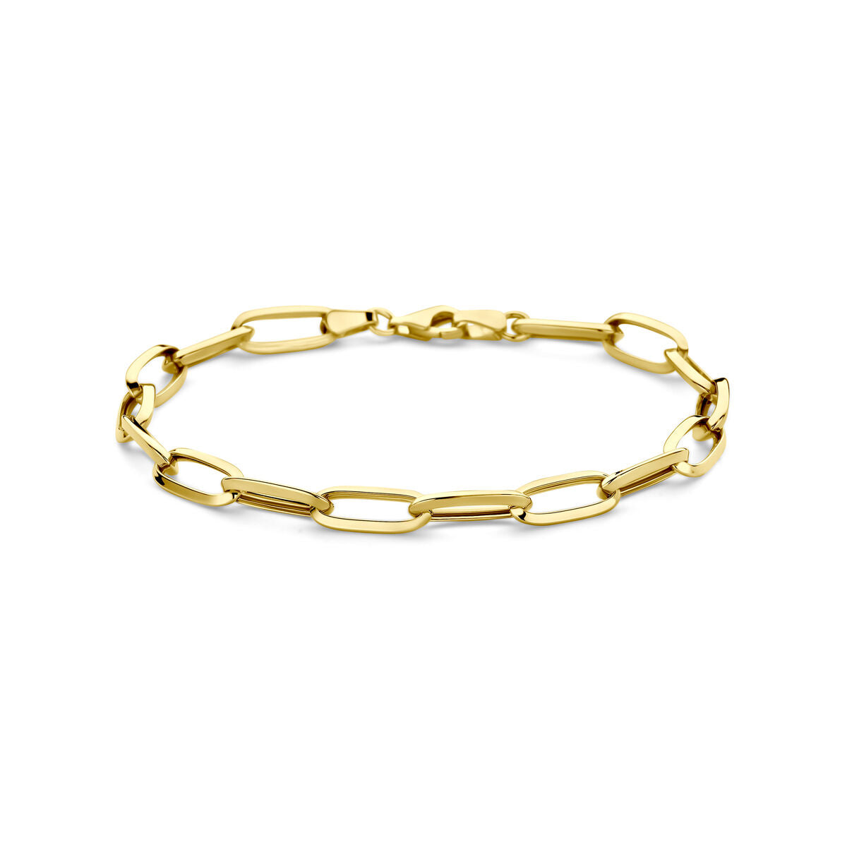 Bracelet en or jaune 14K, maillons fermés, largeur de 5,8 mm, longueur de 19 cm.