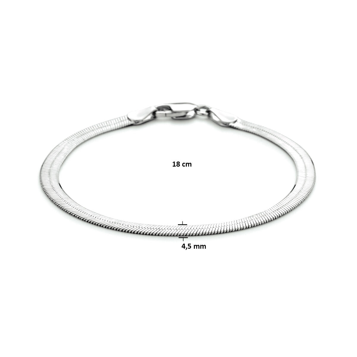 bracelet plat 4,5 mm argent rhodié