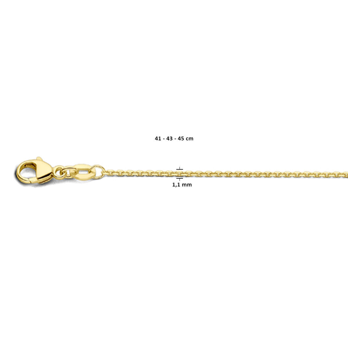 collier ancre diamanté 1,1 mm 41 - 43 - 45 cm or jaune 18K