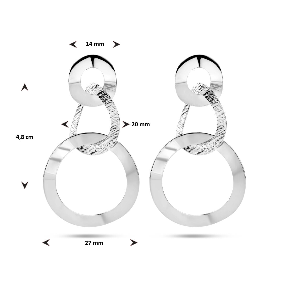 boucles d'oreilles rondes poli/mat argent rhodié