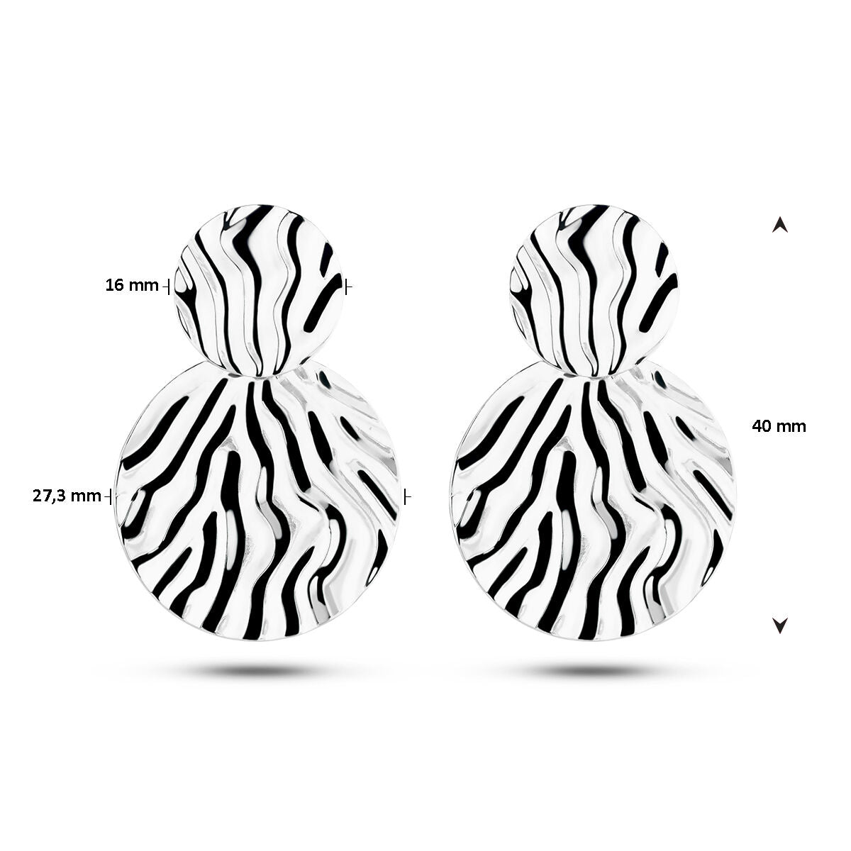 boucles d'oreilles relief argent rhodié