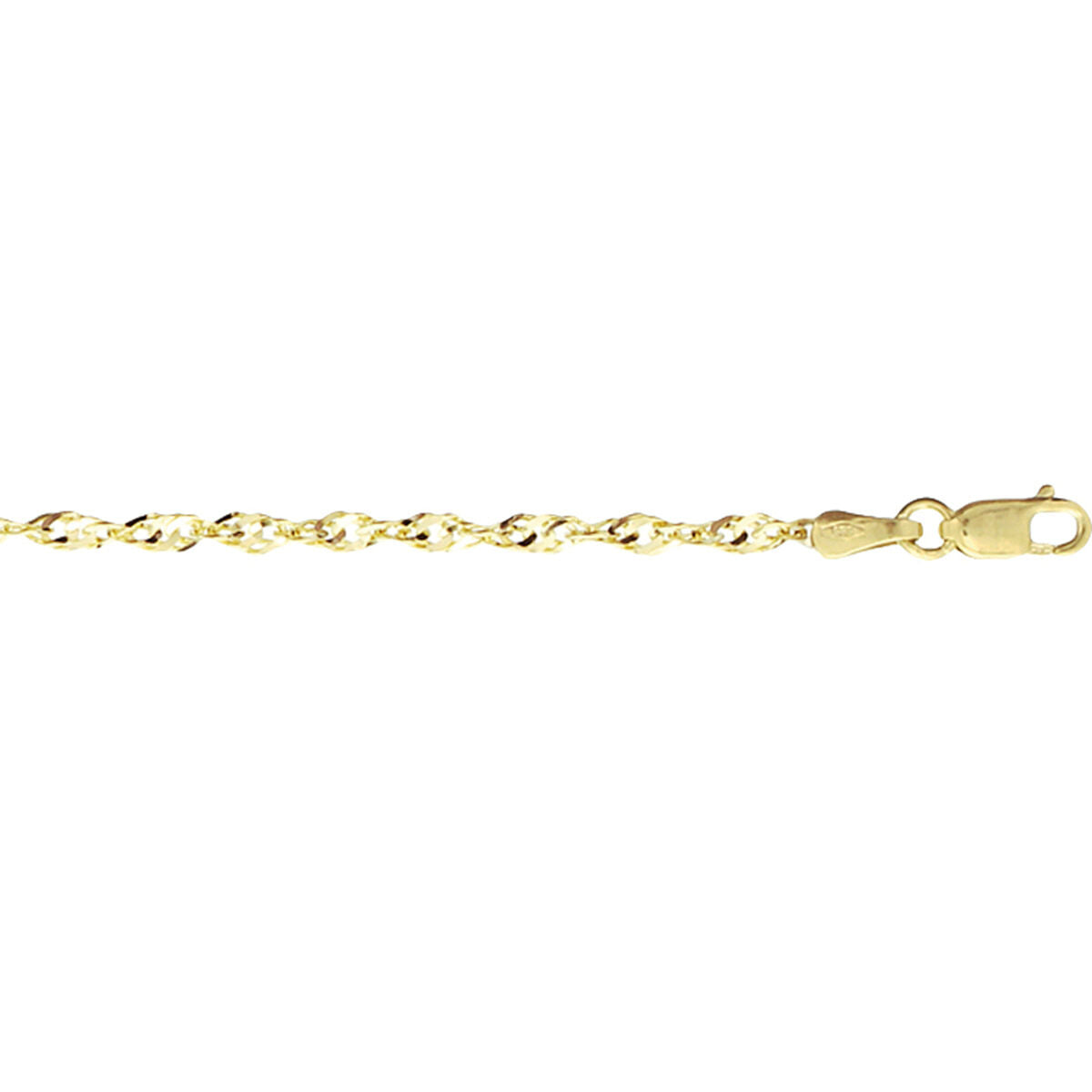 Bracelet en or jaune 14K de 2,3 mm avec maillons torsadés.