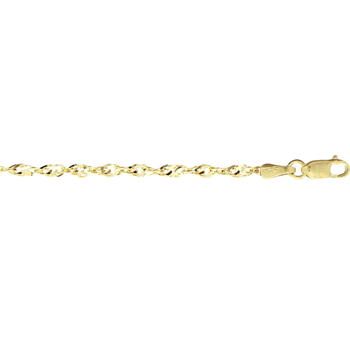 Bracelet en or jaune 14K de 2,3 mm avec maillons torsadés.