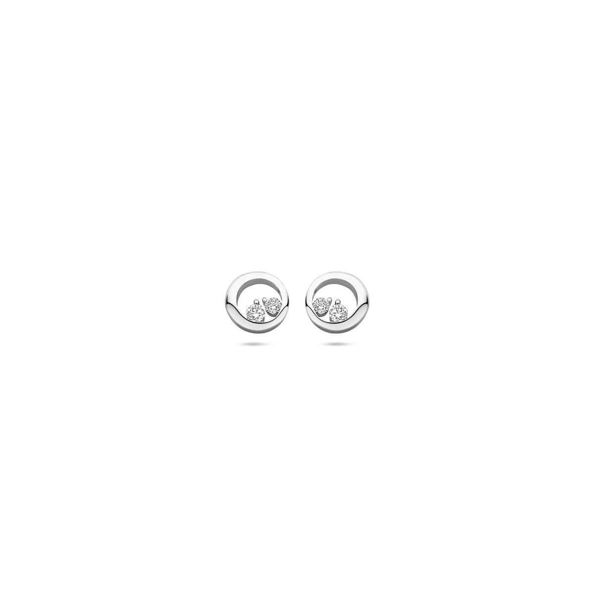 Boucles d'oreilles en argent rhodié avec zirconia de 7 mm.