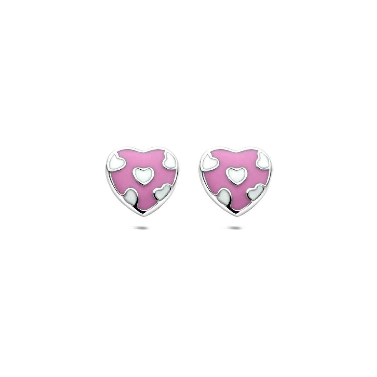 puces d'oreilles cœur 8,5 mm argent rhodié