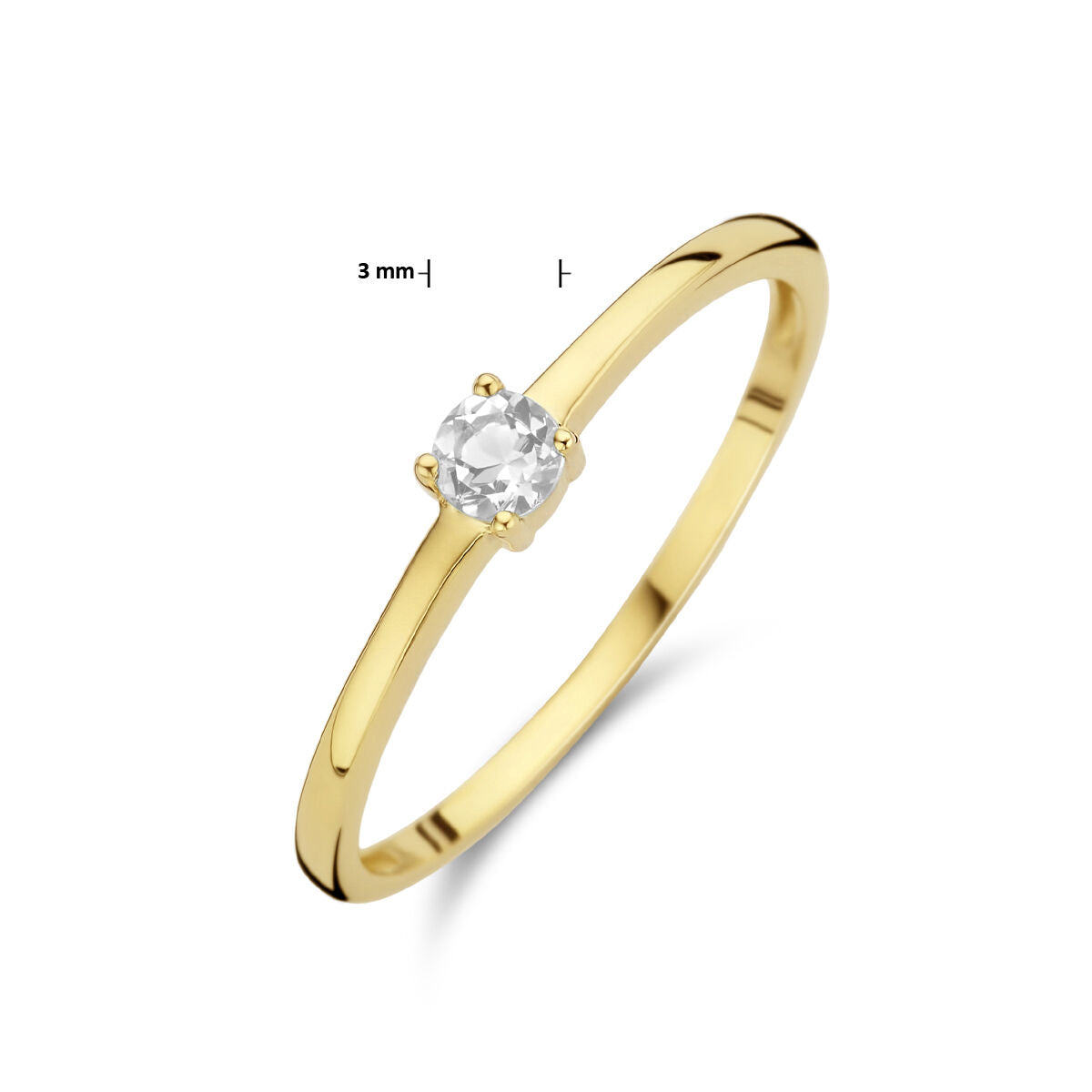 bague avec pierre précieuse zircone avril 14K or jaune