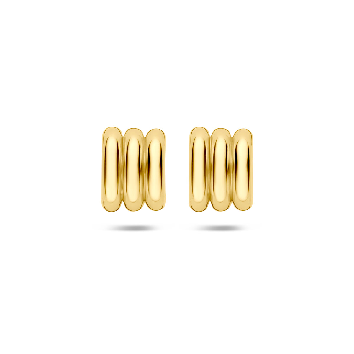Boucles d'oreilles en argent 925 doré, avec un design à plusieurs bandes.