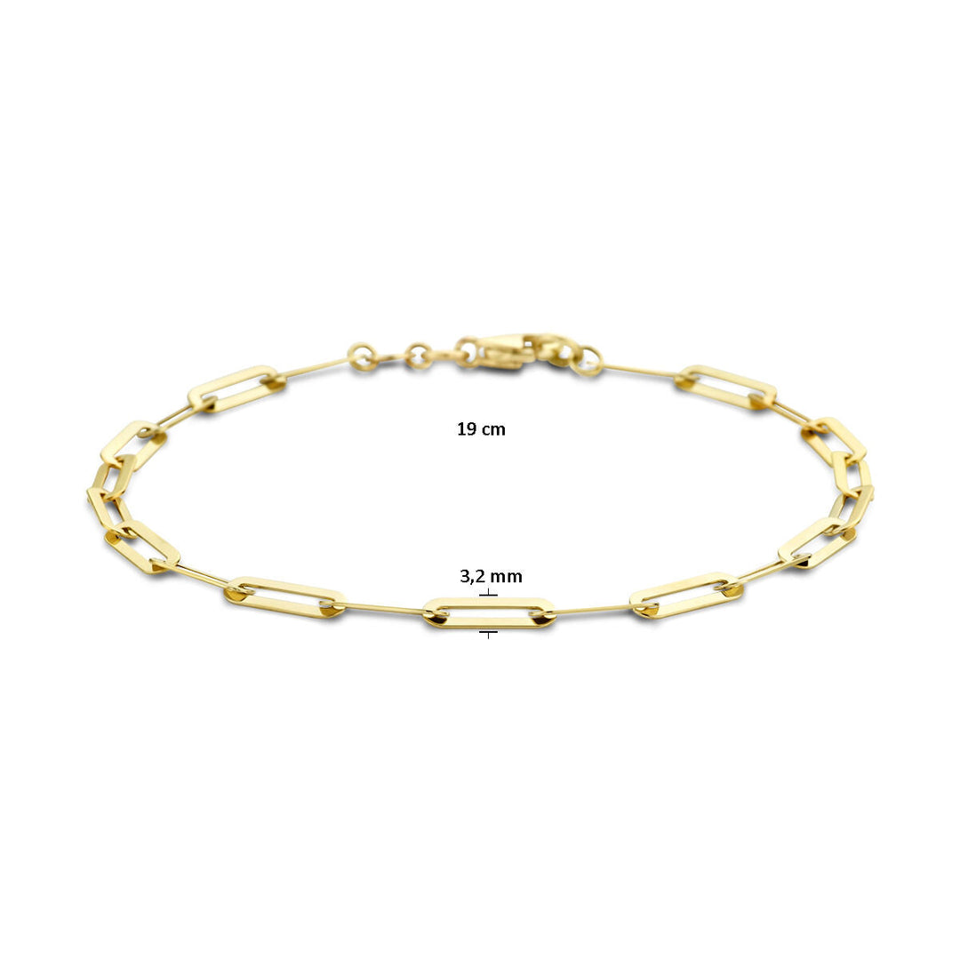 Gouden armband dames paperclip plat 14K